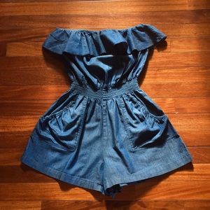 Strapless Chambray Romper